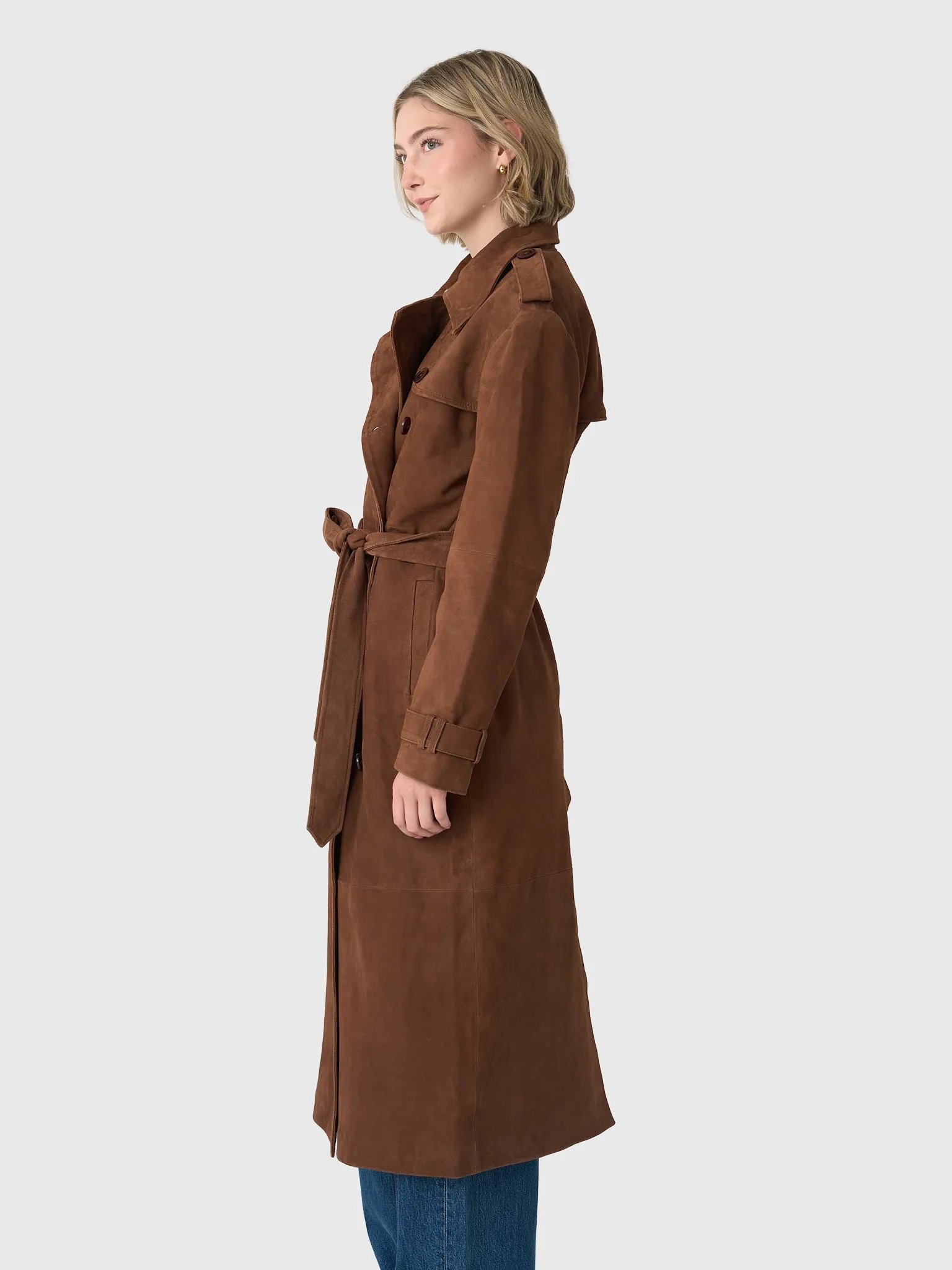 SPRWMN Women's Belle De Jour Suede Trench Coat sold by Saint Bernard product image thumbnail 3