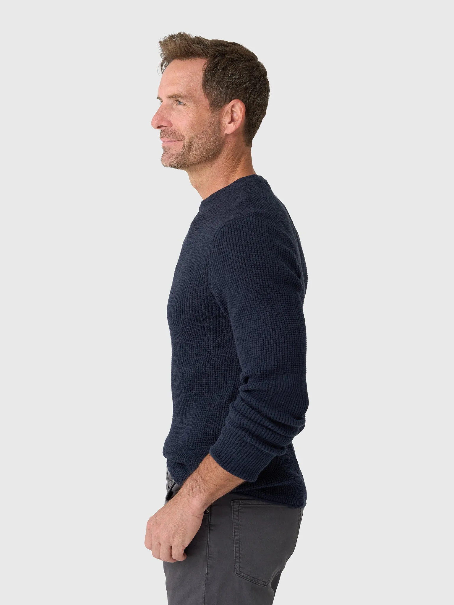 Billy Reid Men's Mini Waffle Crew sold by Saint Bernard product image thumbnail 3