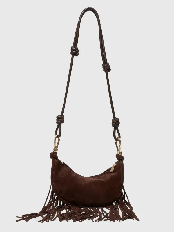 Simkhai Avery Fringe Suede Crossbody Bag made by Simkhai