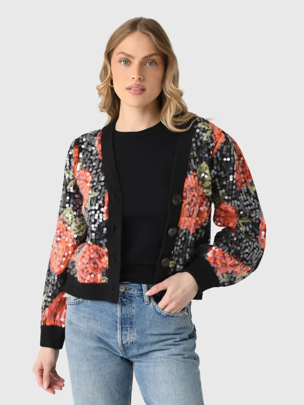Farm Rio Women's Latin Roses Sequin Knit Cardigan sold by Saint Bernard