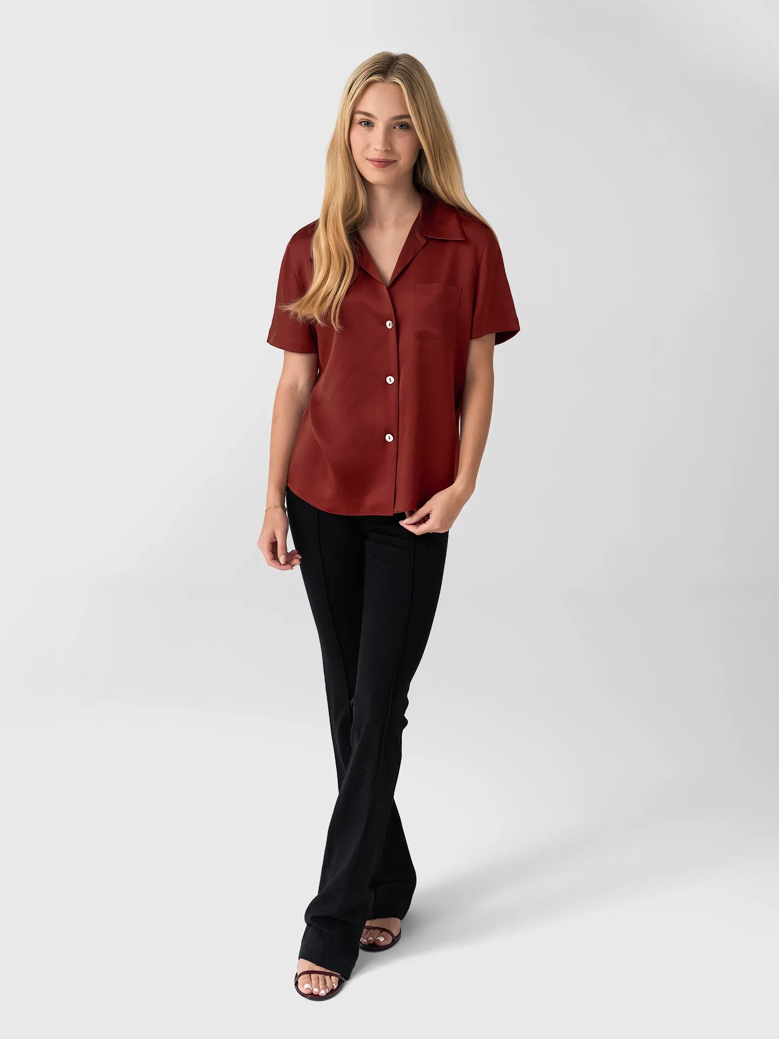 Vince Women's Short-Sleeve Button-Front Blouse sold by Saint Bernard product image thumbnail 2