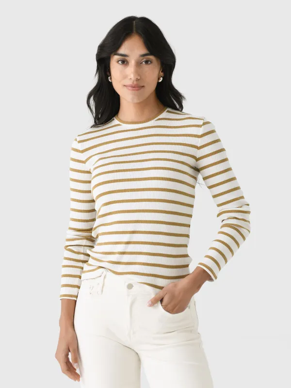 Vince Women's Striped Ribbed Pima Cotton Long-Sleeve T-Shirt sold by Saint Bernard