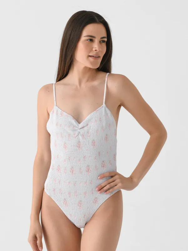 LoveShackFancy Women's Korinth Floral Smocked One-Piece Swimsuit made by Saint Bernard