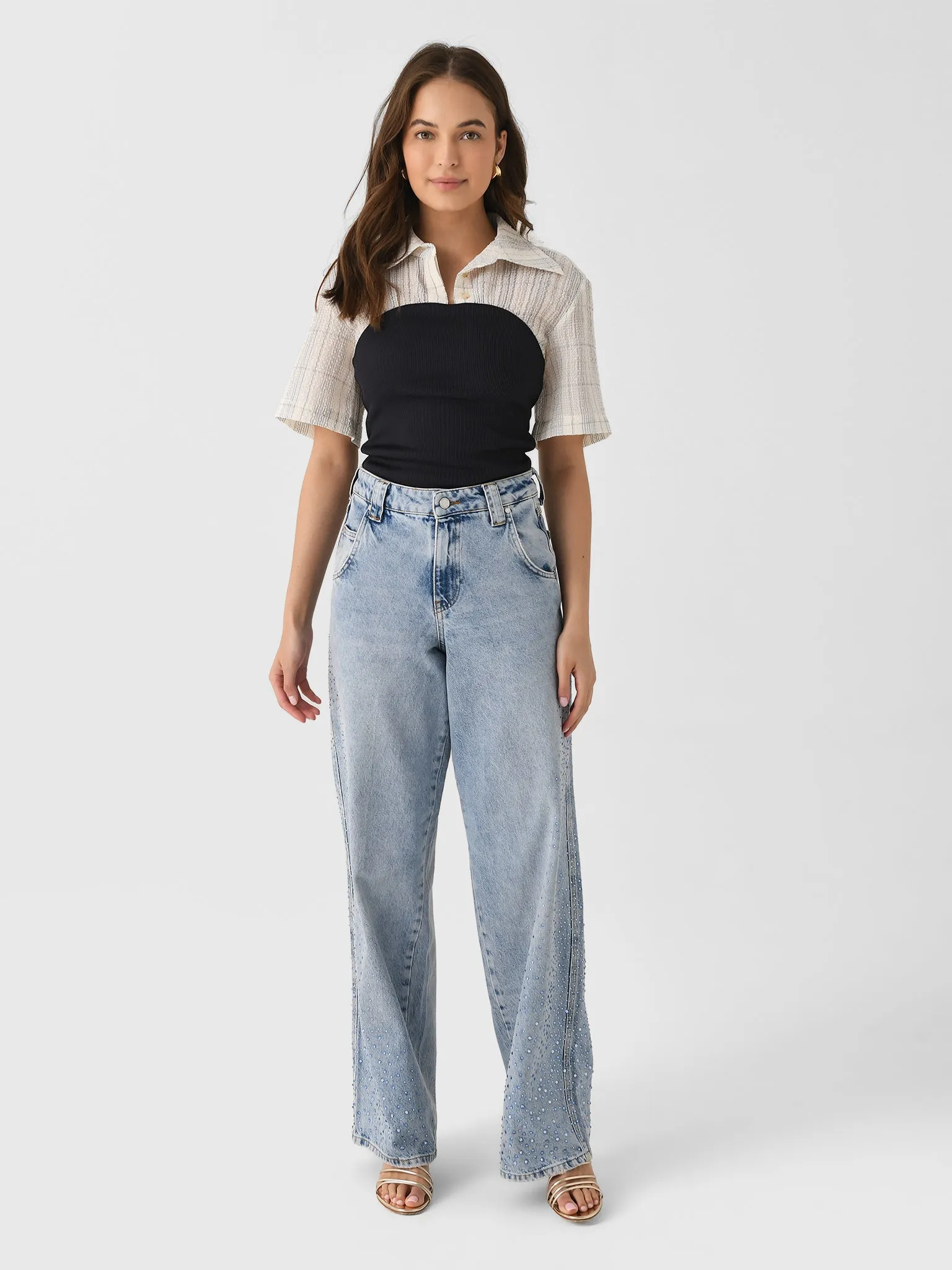 Essentiel Antwerp Women's Hit Rhinestone Wide-Leg Jean sold by Saint Bernard product image thumbnail 2