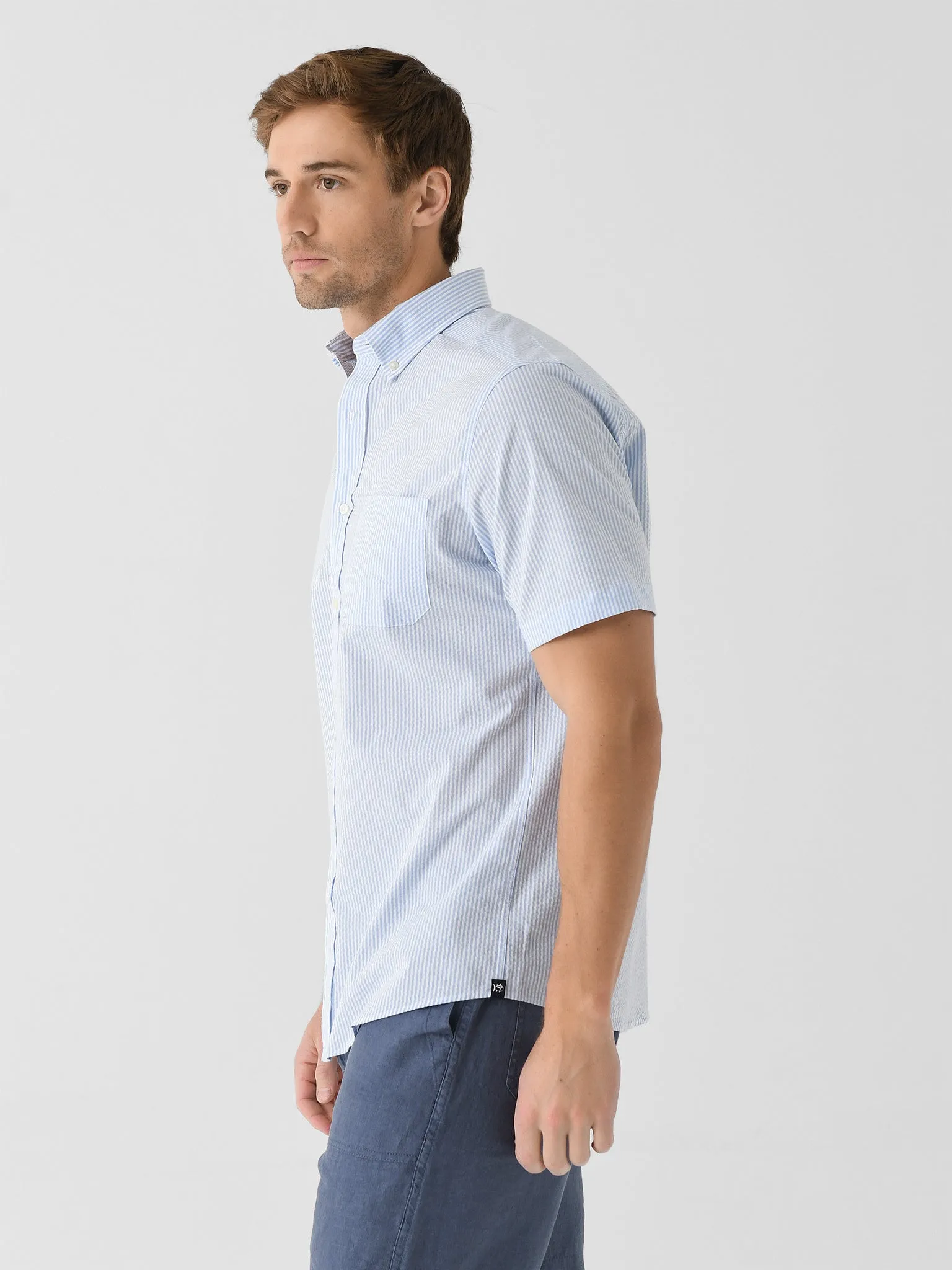 Southern Tide Men's Folly Field Stripe Seersucker Short Sleeve Sport Shirt sold by Saint Bernard product image thumbnail 3