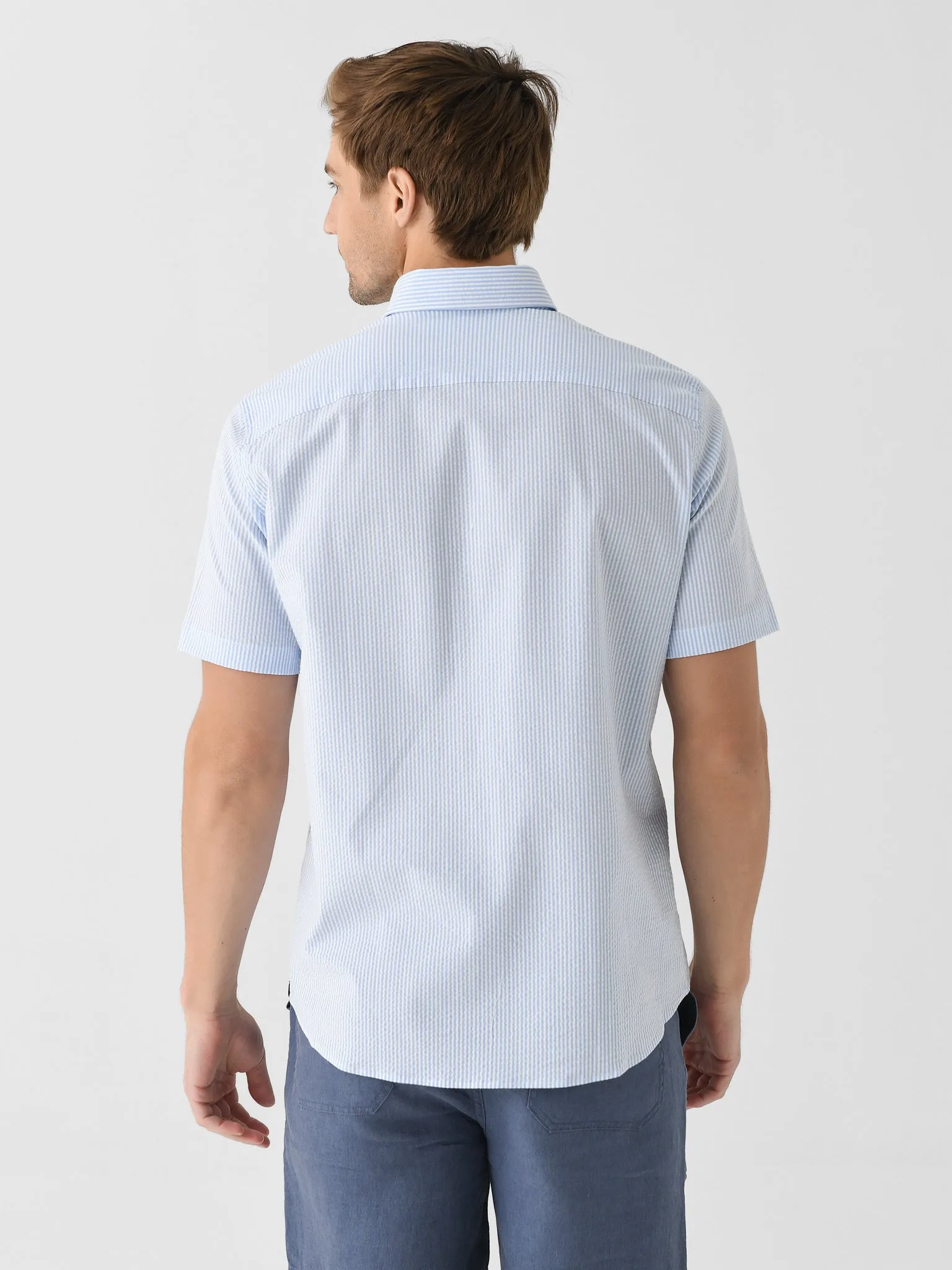 Southern Tide Men's Folly Field Stripe Seersucker Short Sleeve Sport Shirt sold by Saint Bernard product image thumbnail 4