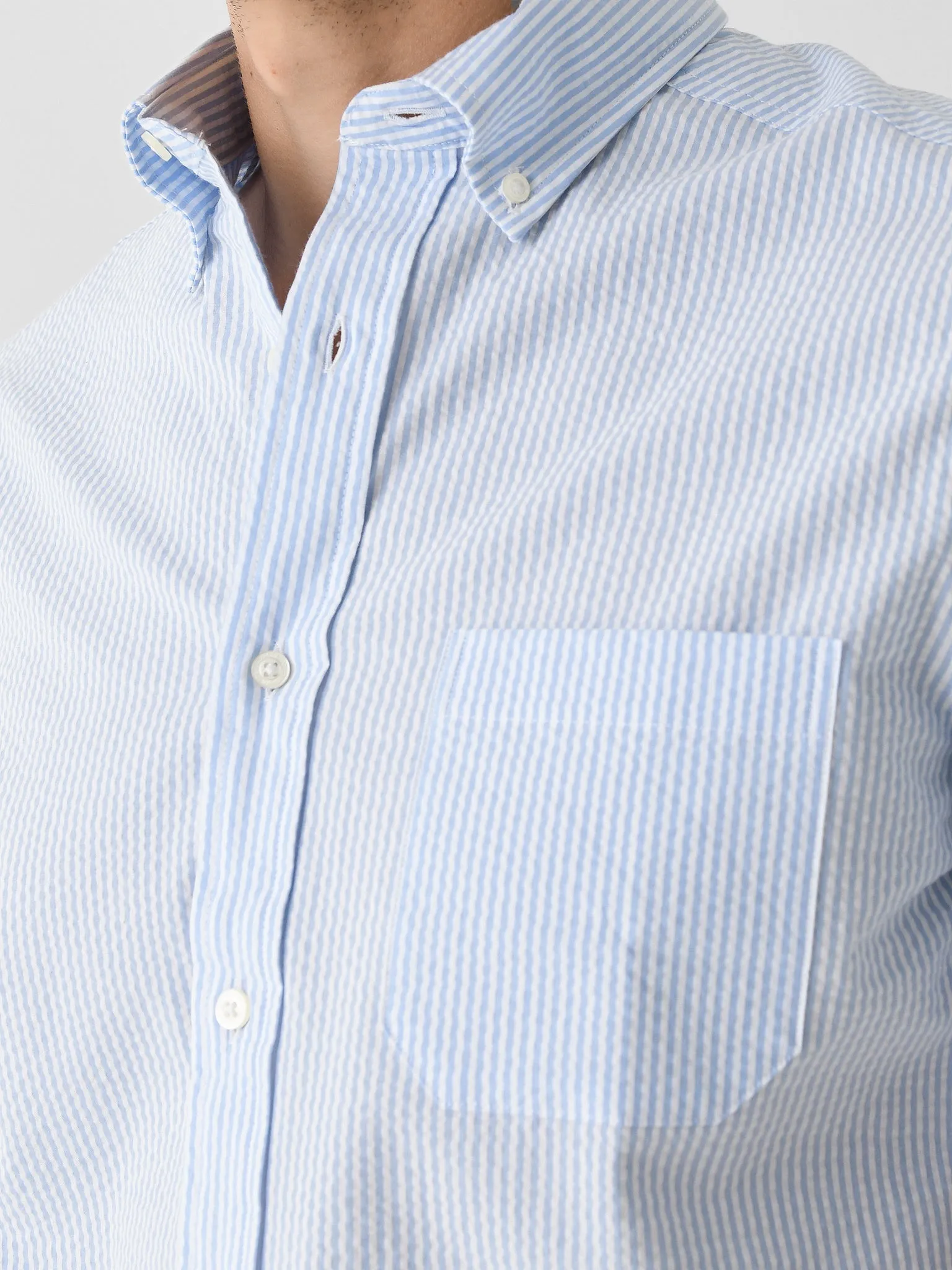Southern Tide Men's Folly Field Stripe Seersucker Short Sleeve Sport Shirt sold by Saint Bernard product image thumbnail 5