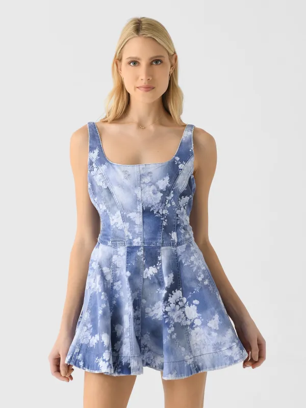 LoveShackFancy Women's Piero Floral Denim Mini Dress sold by Saint Bernard