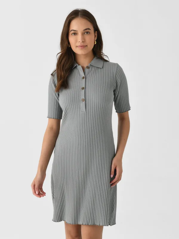 Vince Women's Cotton-Blend Elbow-Sleeve Polo Dress made by Vince