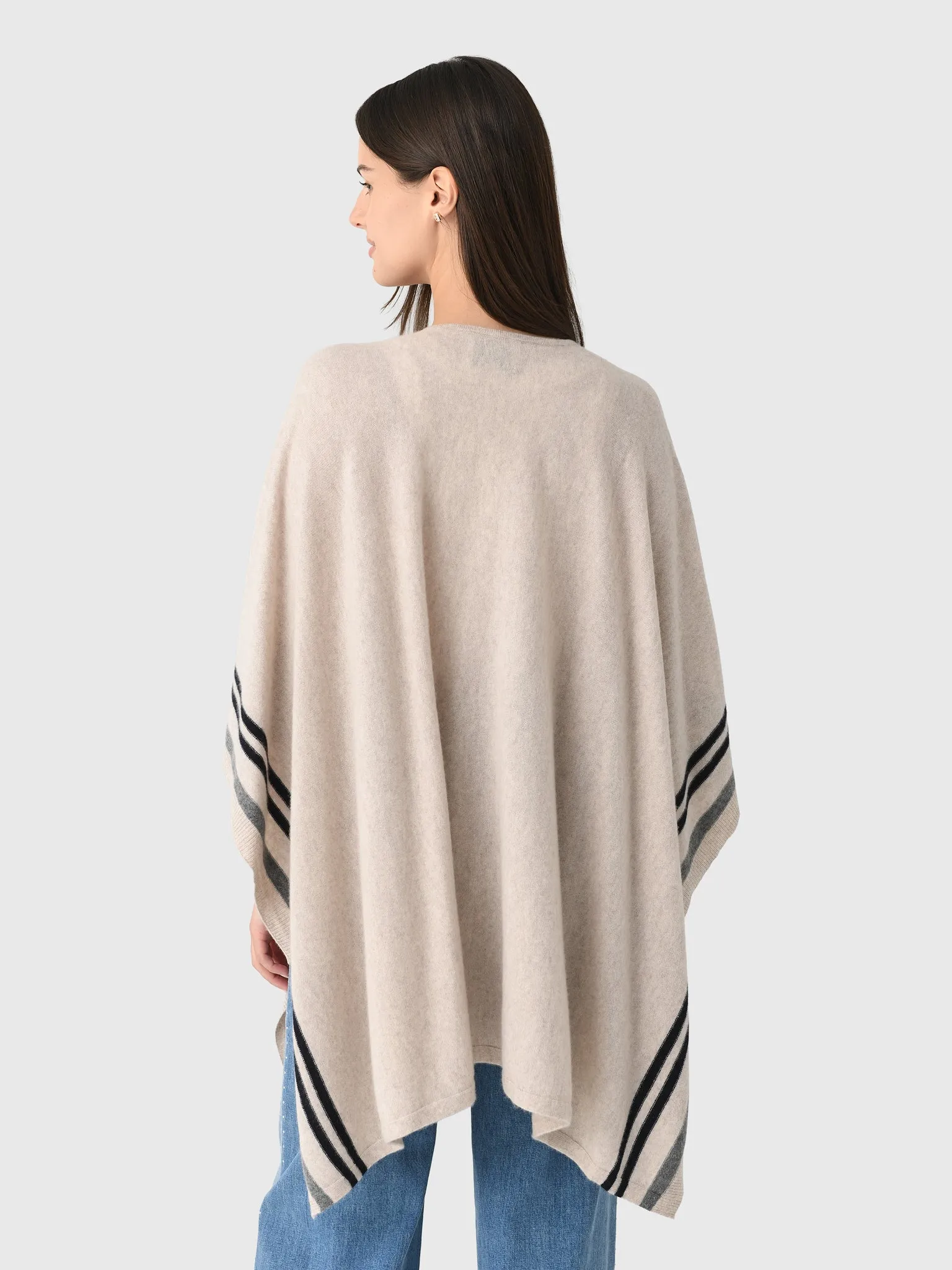 Vince Women's Cashmere Border Stripe Knit Cape sold by Saint Bernard product image thumbnail 4