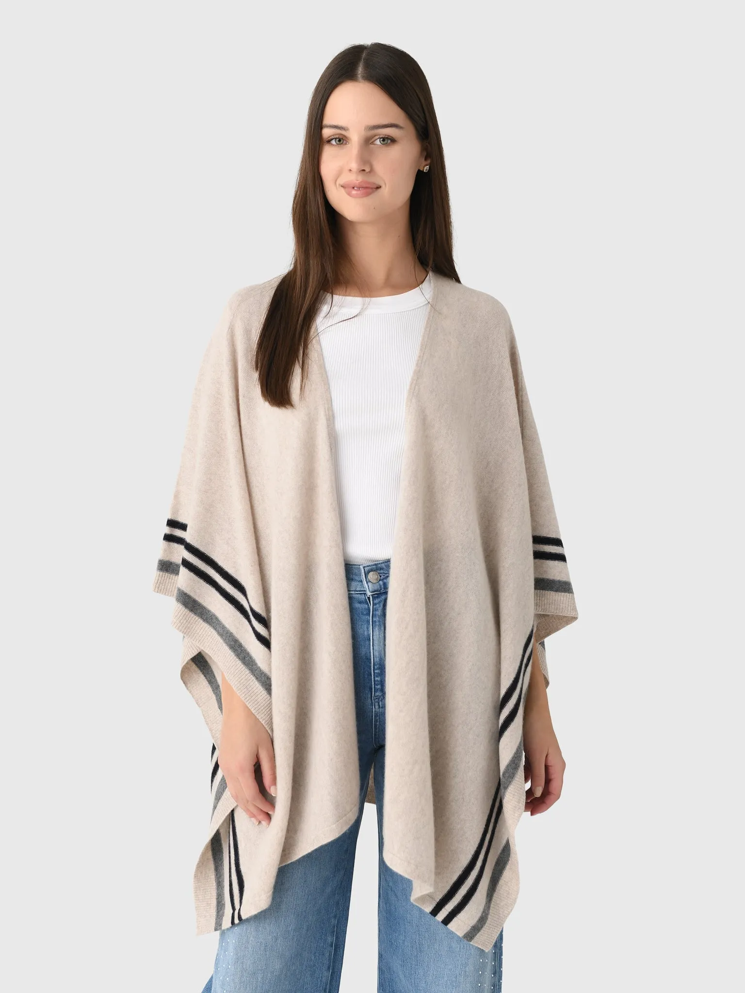 Vince Women's Cashmere Border Stripe Knit Cape sold by Saint Bernard