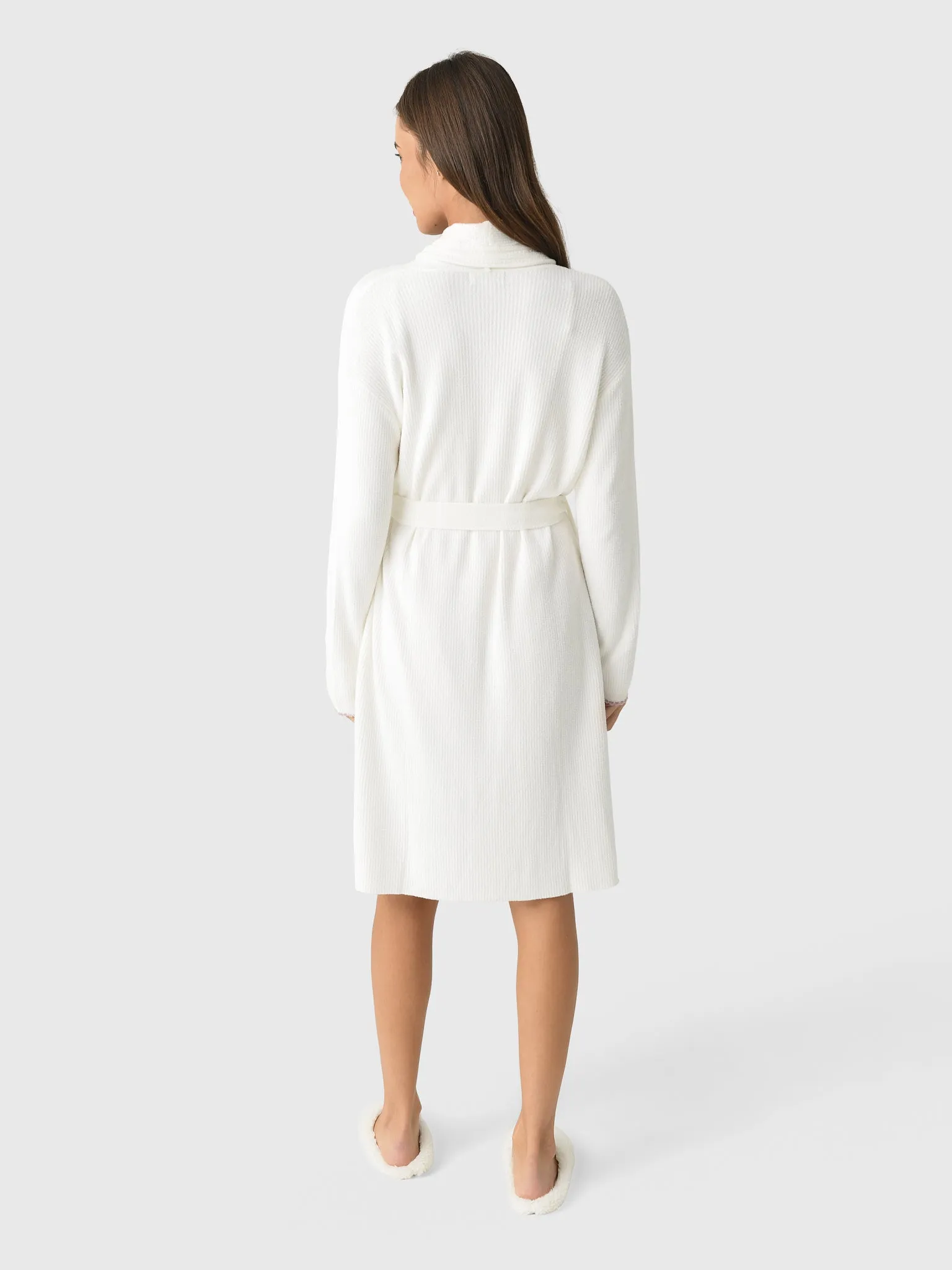 Barefoot Dreams Women's CozyChic Ultra Lite Contrast Scallop Ribbed Robe sold by Saint Bernard product image thumbnail 2