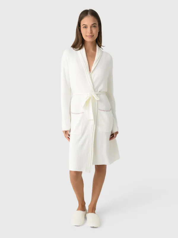 Barefoot Dreams Women's CozyChic Ultra Lite Contrast Scallop Ribbed Robe sold by Saint Bernard