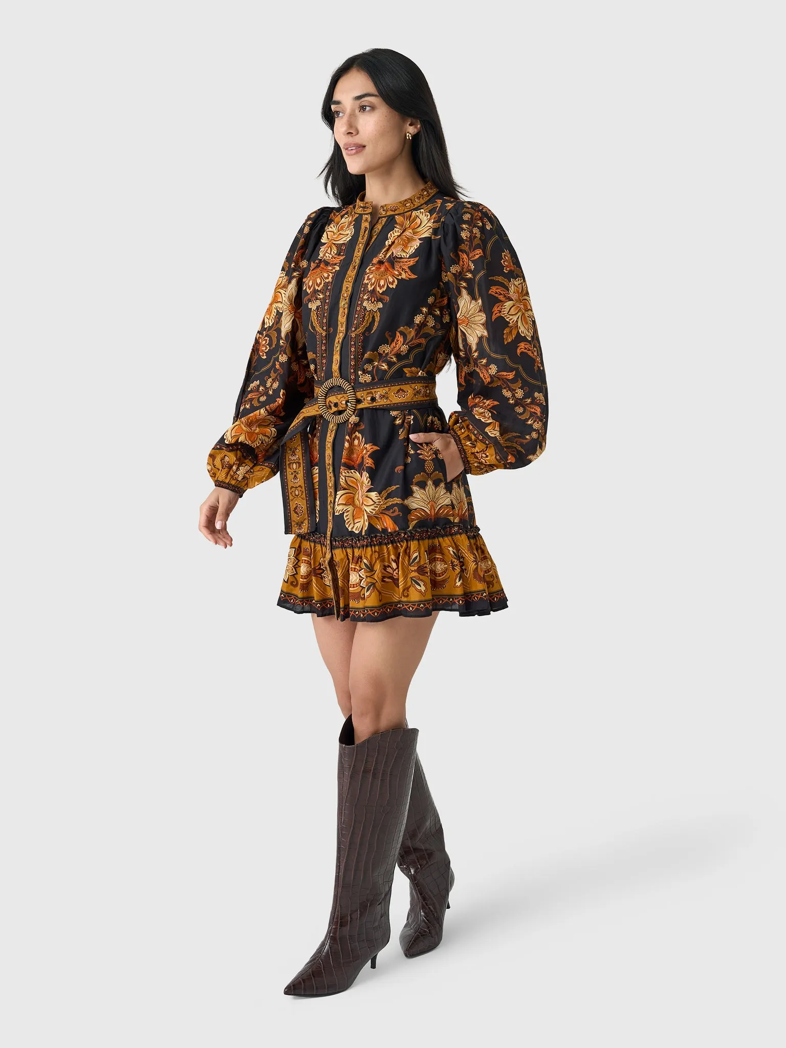 Farm Rio Women's Majestic Garden Long Sleeve Mini Dress sold by Saint Bernard product image thumbnail 2