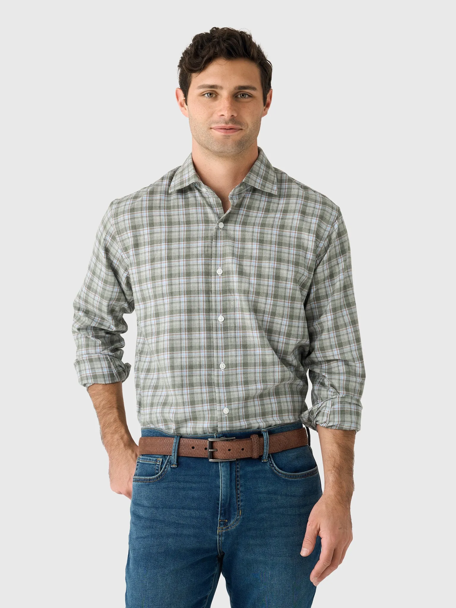 Peter Millar Crown Men's Whitecap Performance Flannel Sport Shirt sold by Saint Bernard product image thumbnail 5