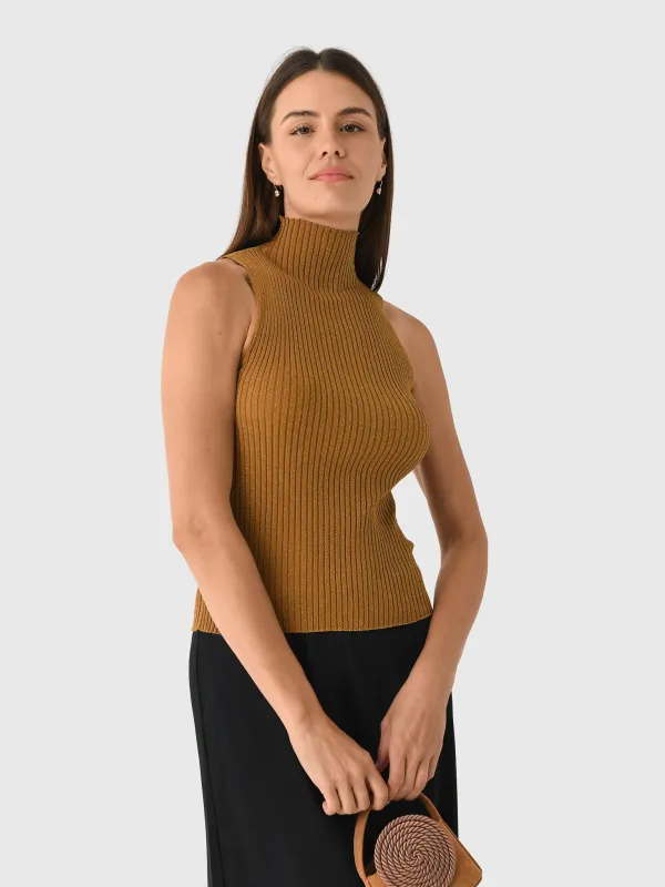 Leset Women's Blake Rib Sleeveless Turtleneck made by Leset