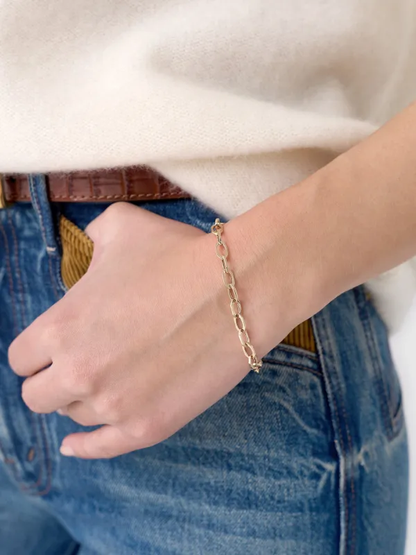 S. Bell Octagon Oval Link Chain Bracelet made by Saint Bernard