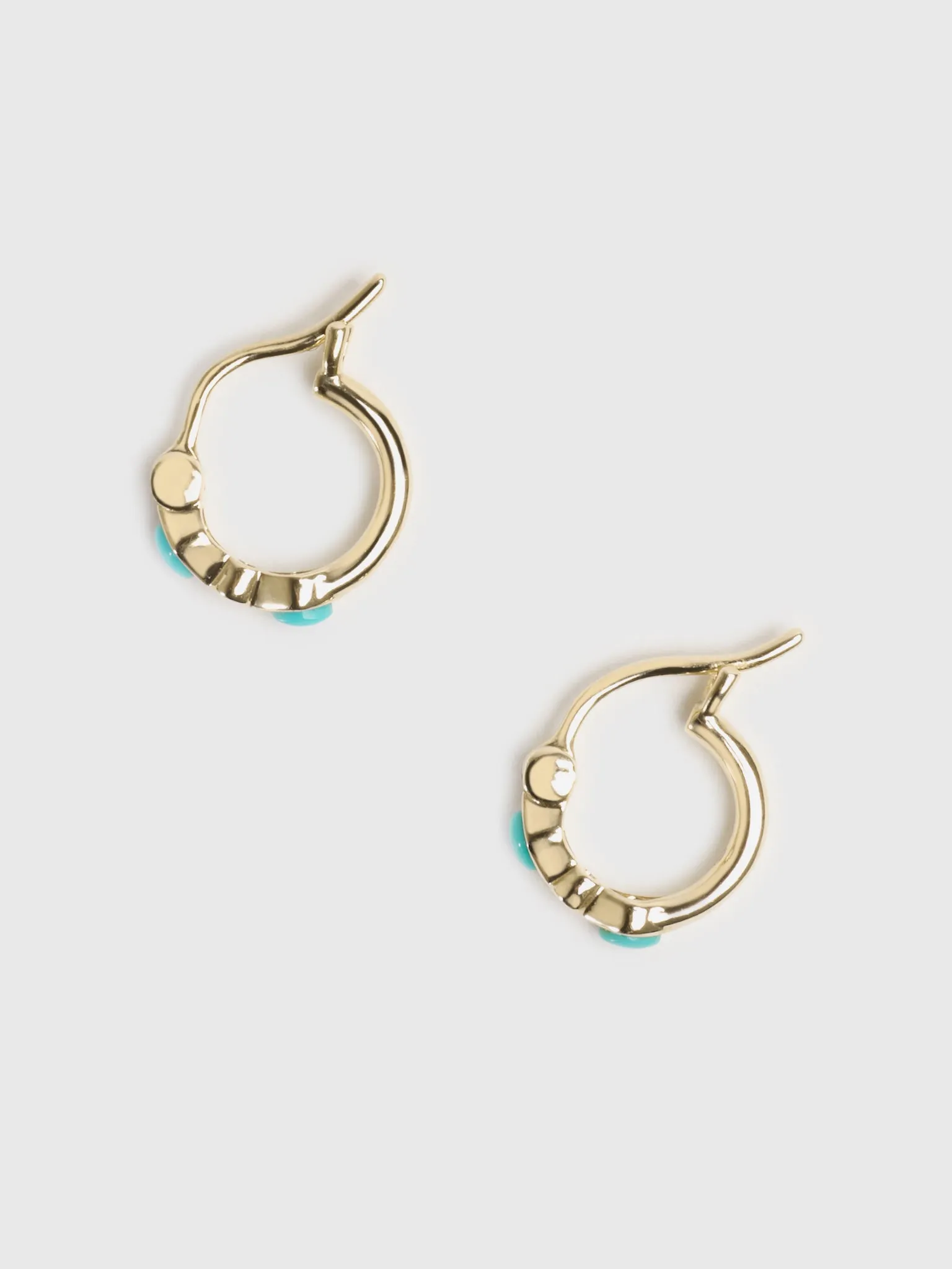 Sydney Evan Turquoise & Diamond Bezel Huggie Hoop Earrings sold by Saint Bernard product image thumbnail 3