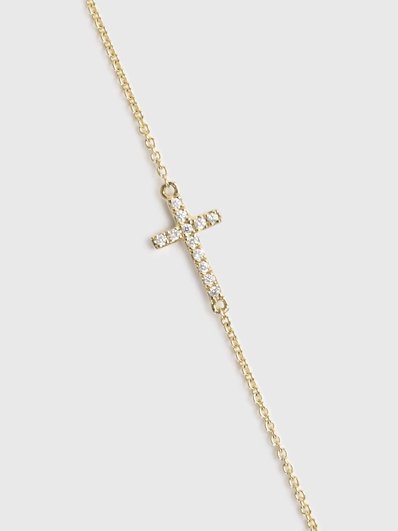 Sydney Evan Pavé Diamond Small Sideways Cross Necklace sold by Saint Bernard product image thumbnail 3