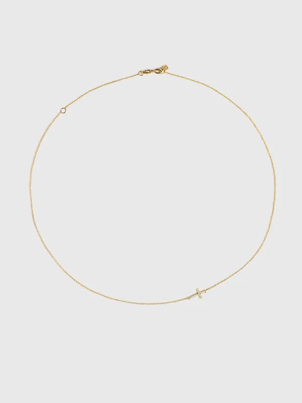 Sydney Evan Pavé Diamond Small Sideways Cross Necklace made by Sydney Evan