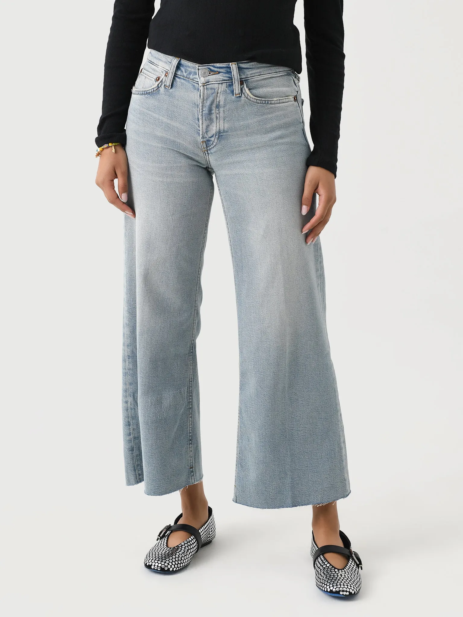 Re/Done Women's Mid Rise Wide Leg Crop Jean sold by Saint Bernard product image thumbnail 5