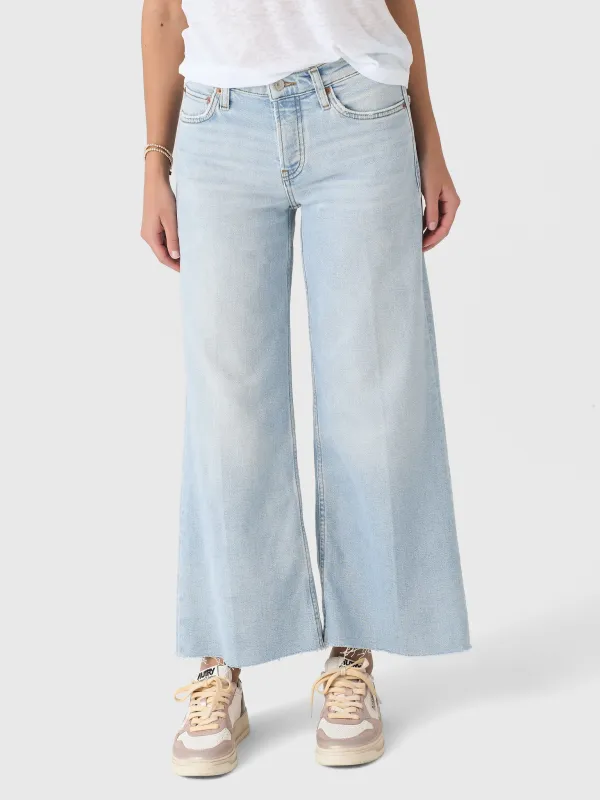 Re/Done Women's Mid Rise Wide Leg Crop Jean made by Re/Done