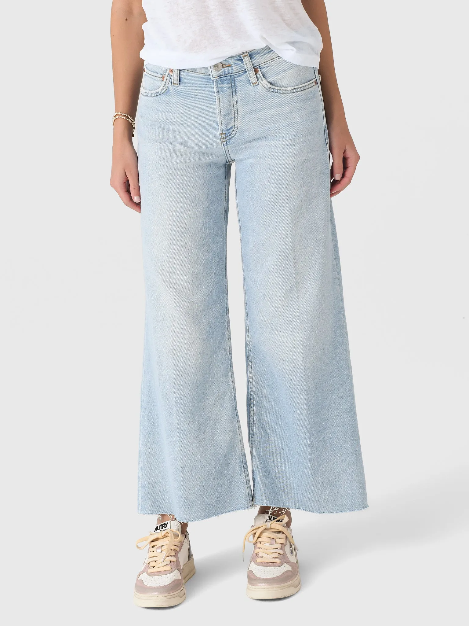 Re/Done Women's Mid Rise Wide Leg Crop Jean sold by Saint Bernard