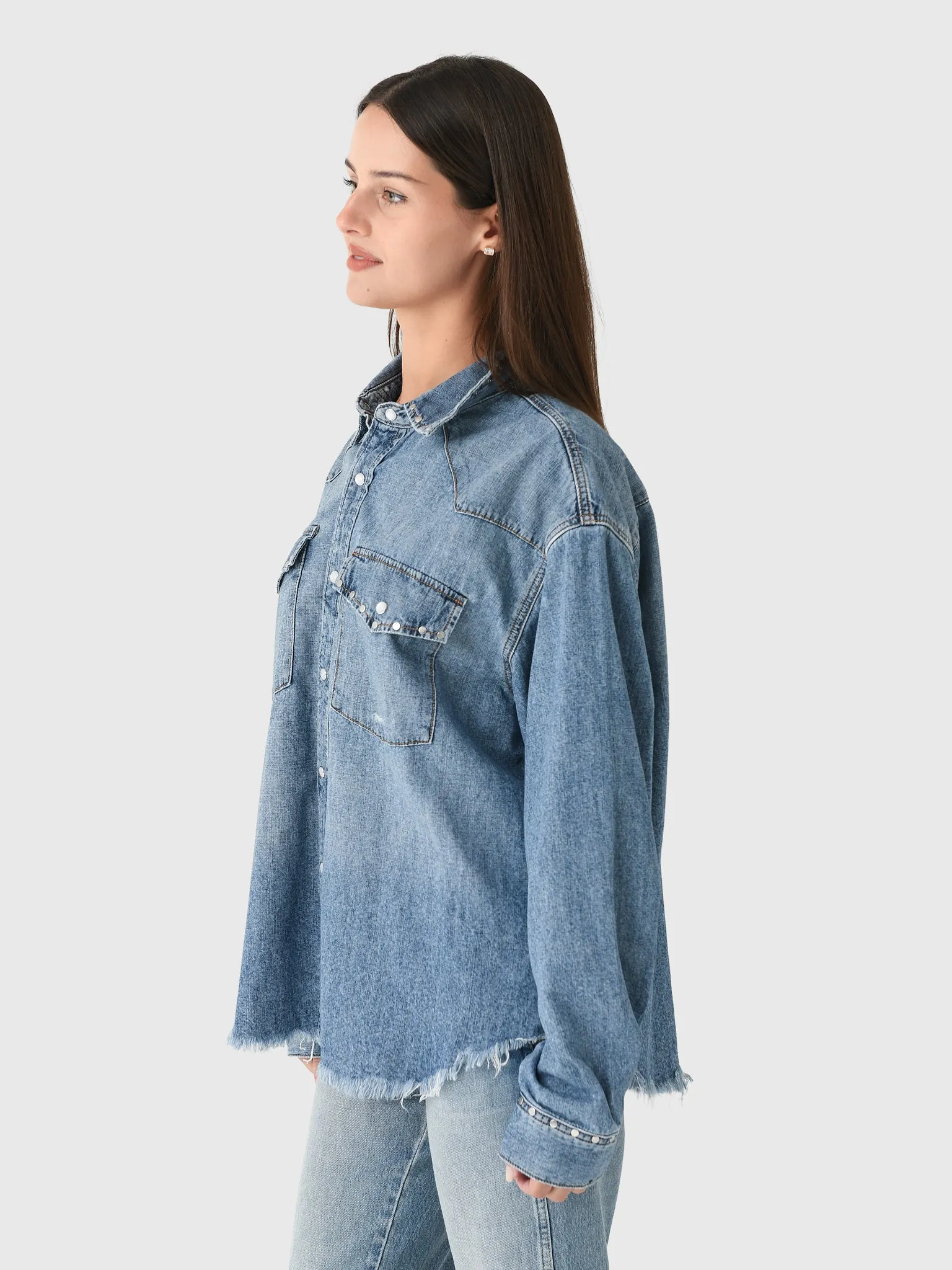 Re/Done Women's Distressed Western Shirt sold by Saint Bernard product image thumbnail 3