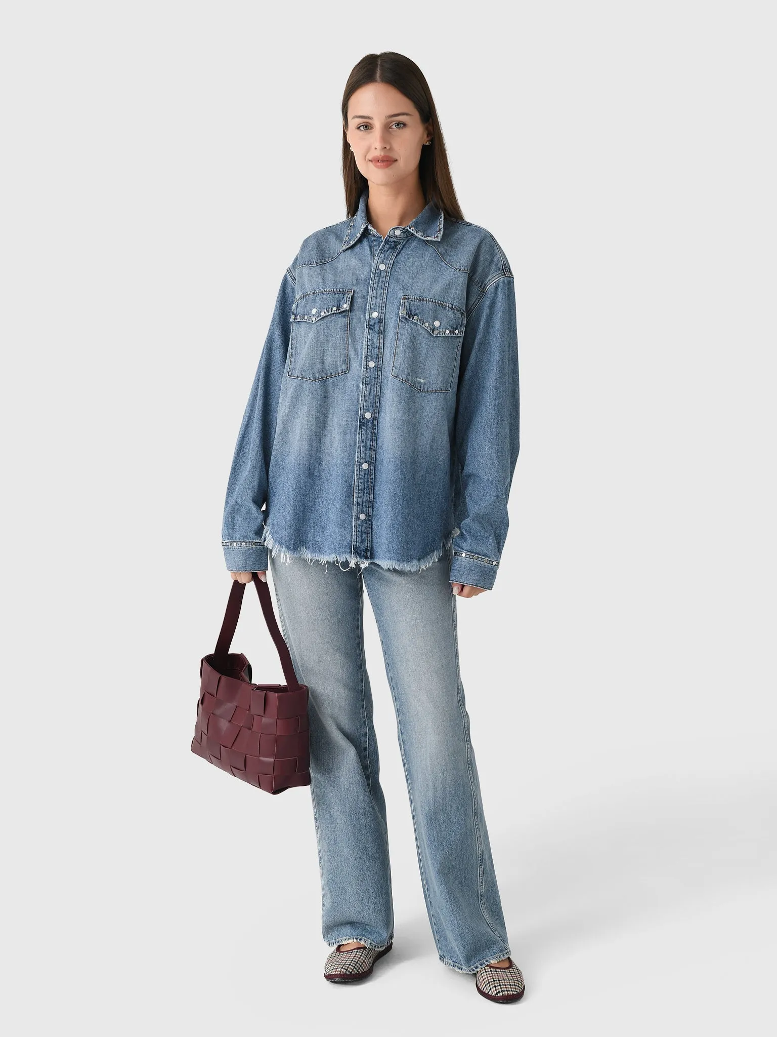 Re/Done Women's Distressed Western Shirt sold by Saint Bernard product image thumbnail 2