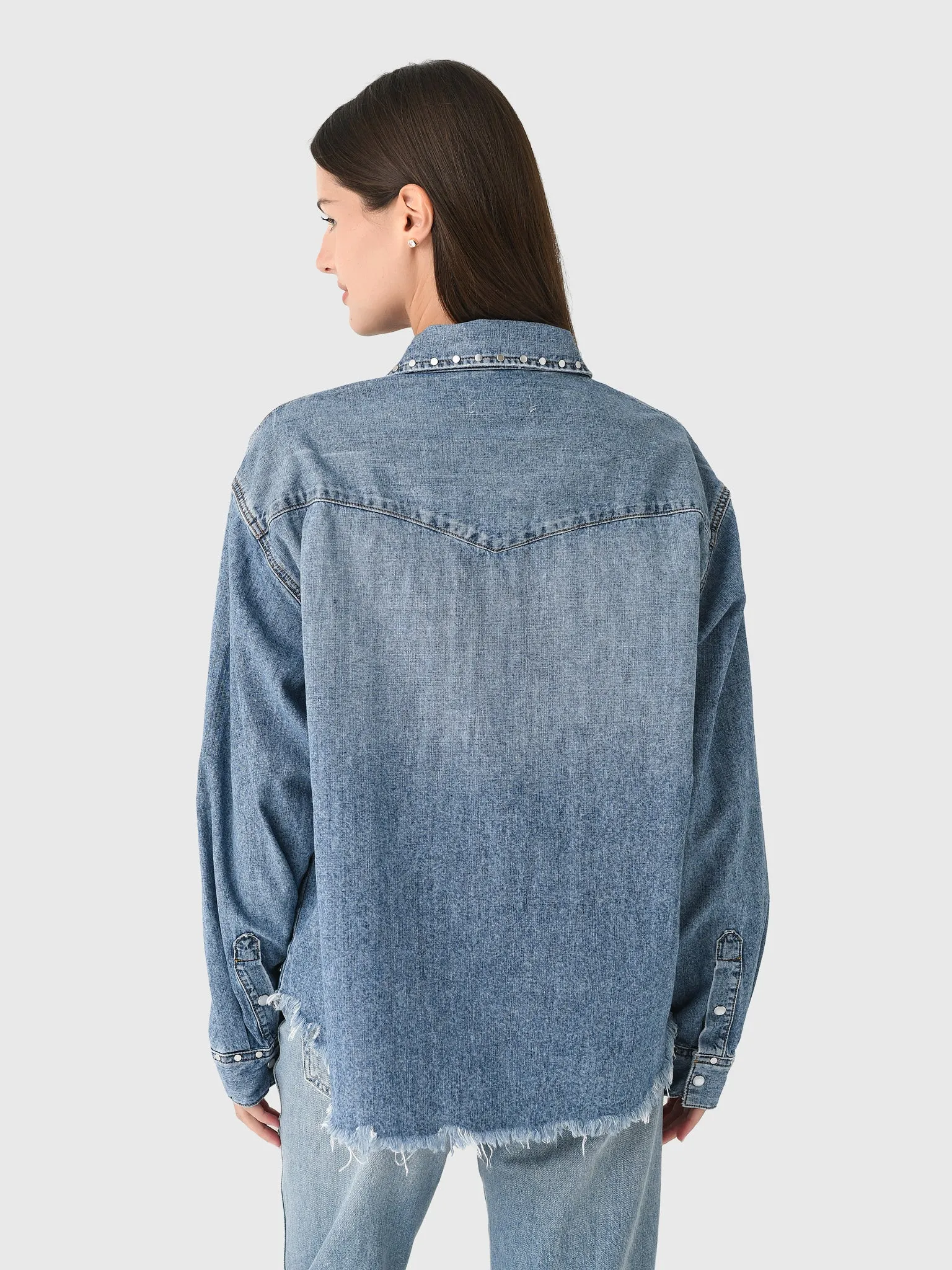 Re/Done Women's Distressed Western Shirt sold by Saint Bernard product image thumbnail 4