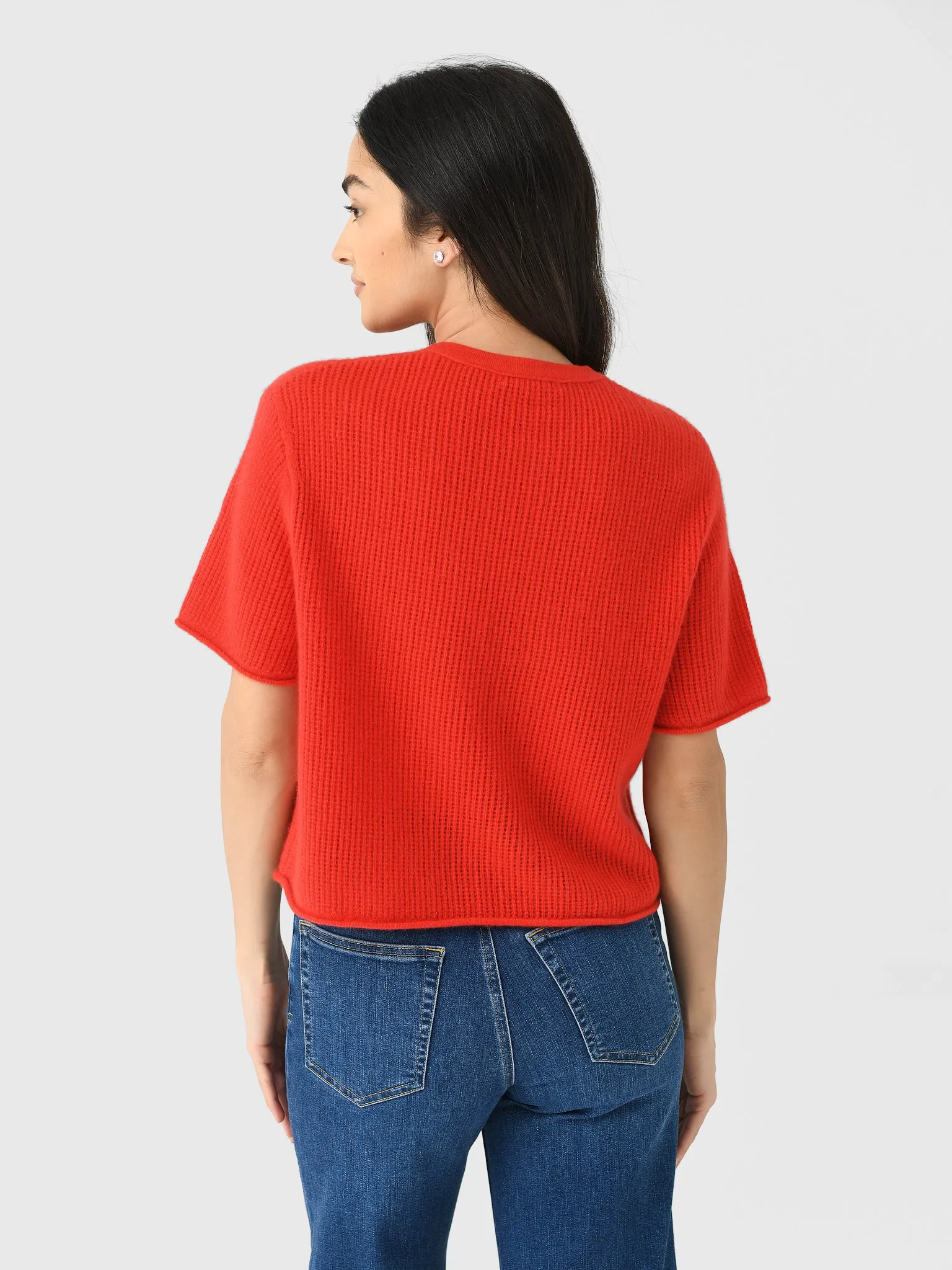 White + Warren Women's Cashmere Waffle Mesh Tee sold by Saint Bernard product image thumbnail 4