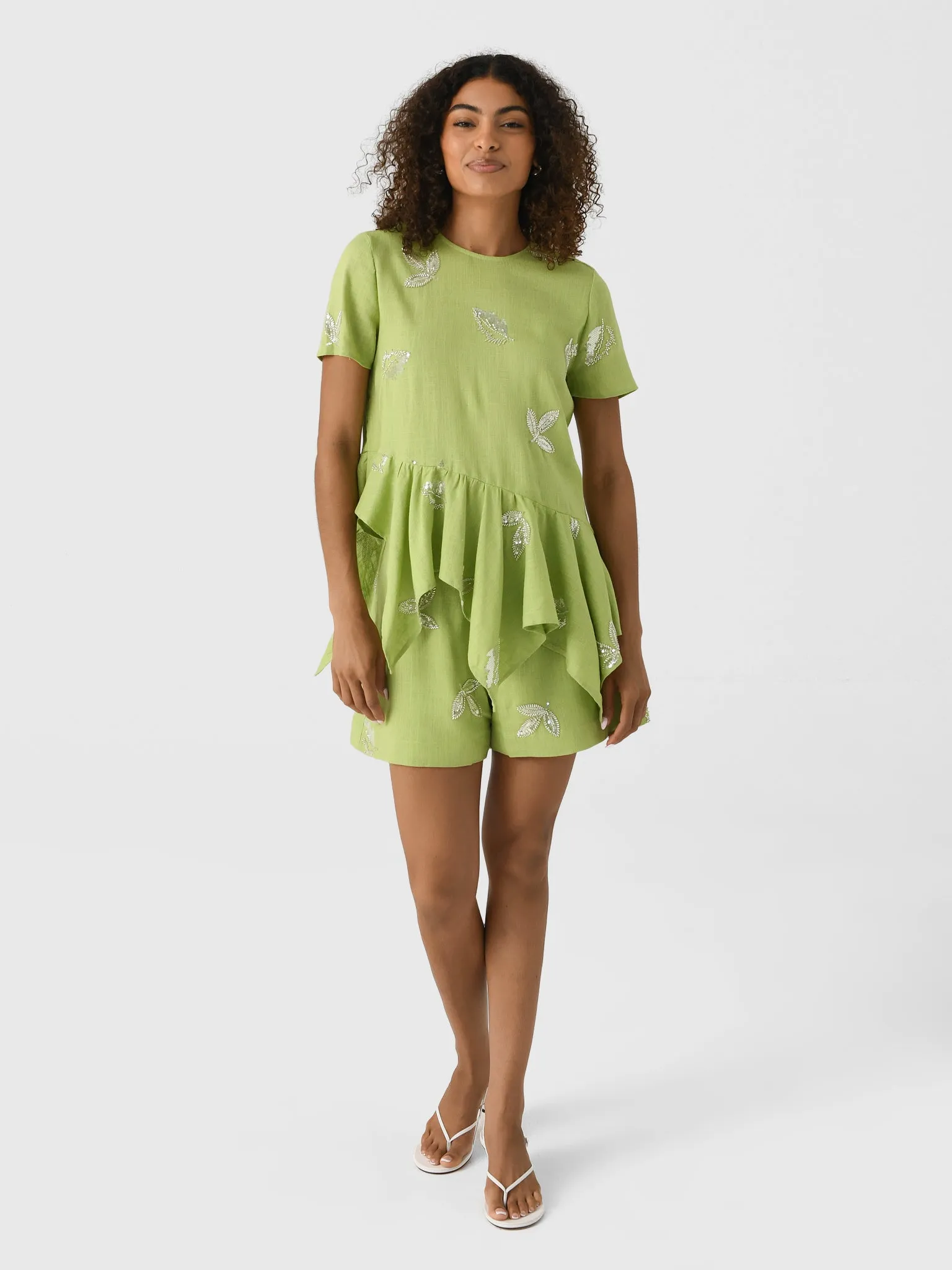 Marques Almeida Women's Linen Embroidered Sequin Short sold by Saint Bernard product image thumbnail 2
