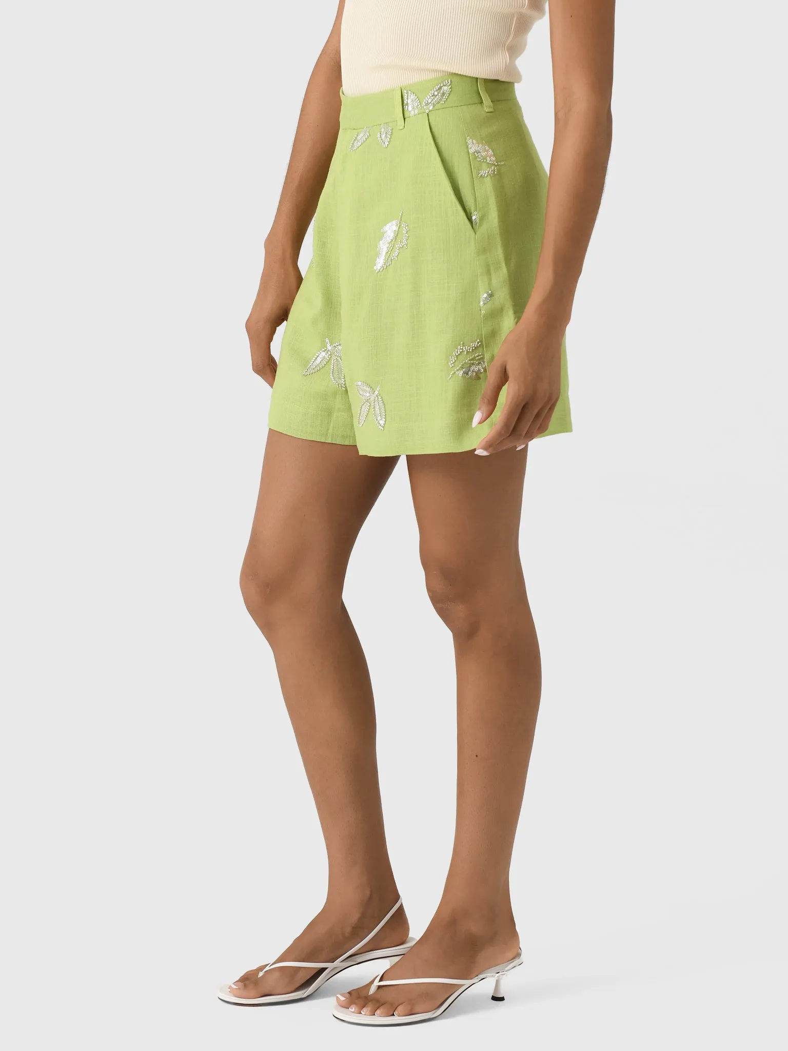 Marques Almeida Women's Linen Embroidered Sequin Short sold by Saint Bernard product image thumbnail 3