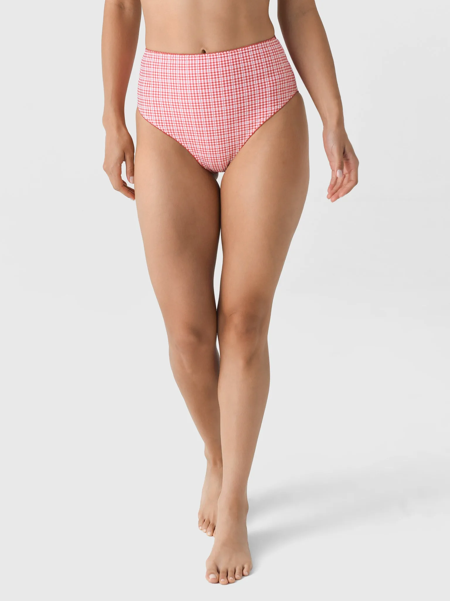 Minnow Women's Poppy Gingham High Waist Bikini Bottom sold by Saint Bernard