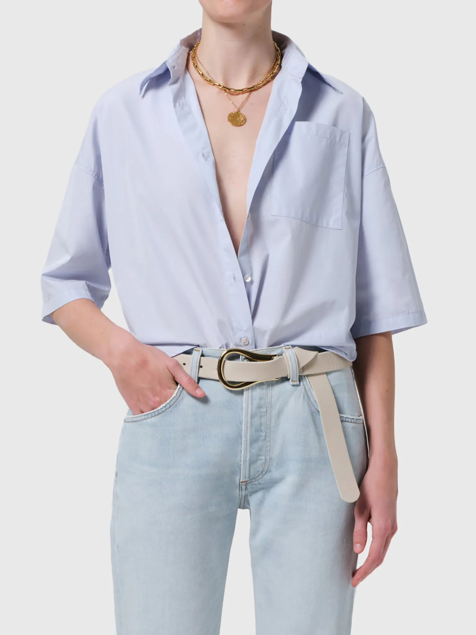 Citizens Of Humanity Women's Frances Cropped Cape Button-Down Shirt sold by Saint Bernard