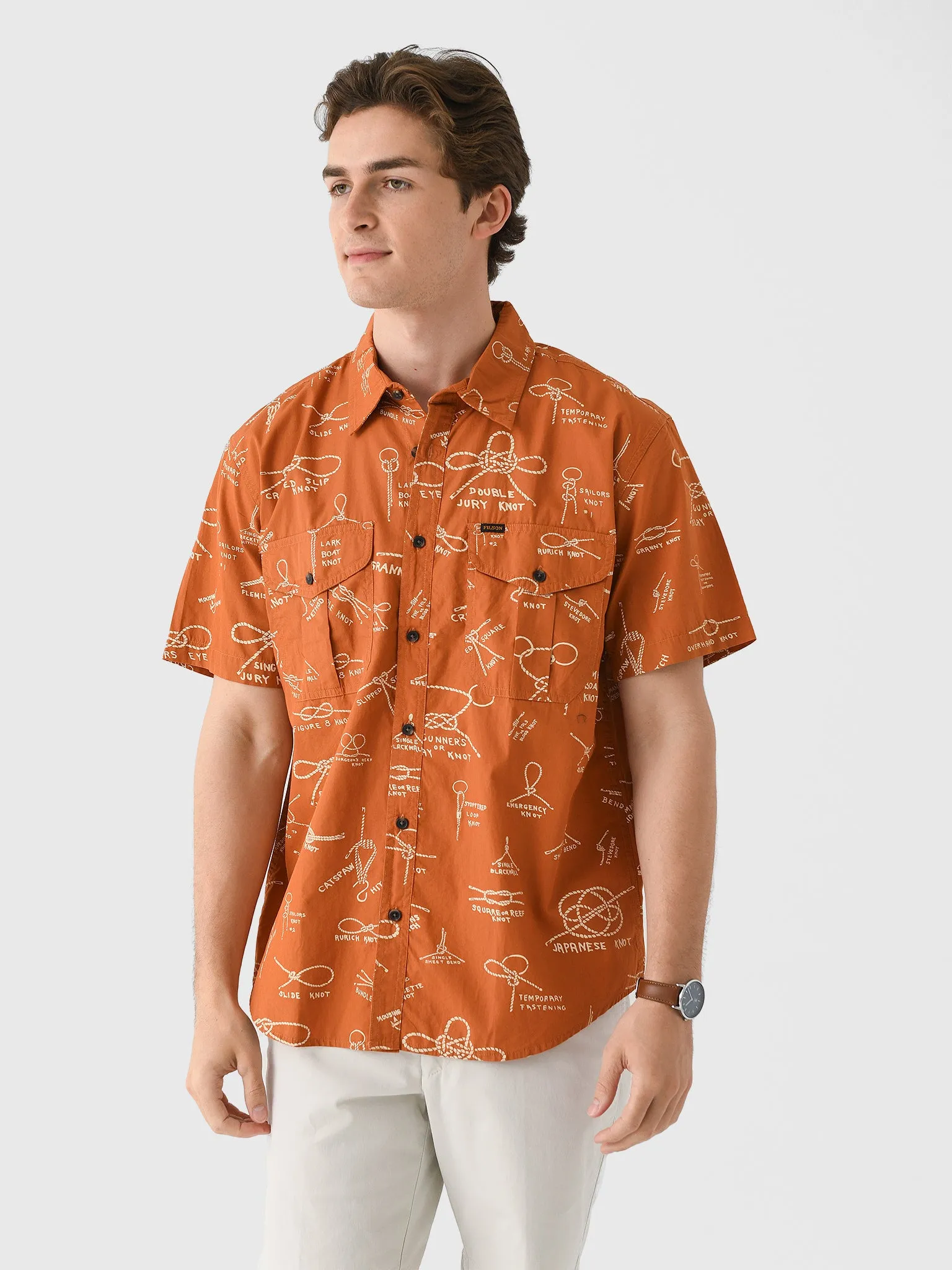 Filson Men's Washed Short Sleeve Feather Cloth Shirt sold by Saint Bernard