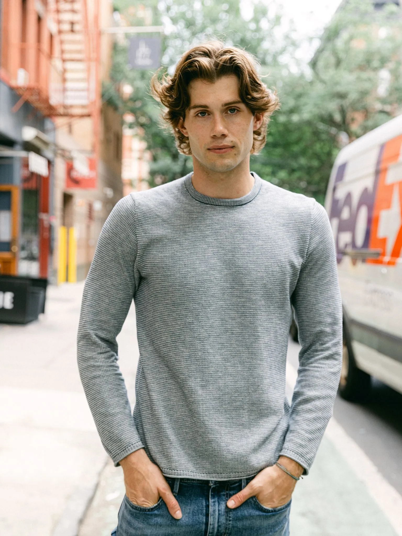 Billy Reid Men's Tuck Stripe Crew sold by Saint Bernard product image thumbnail 2