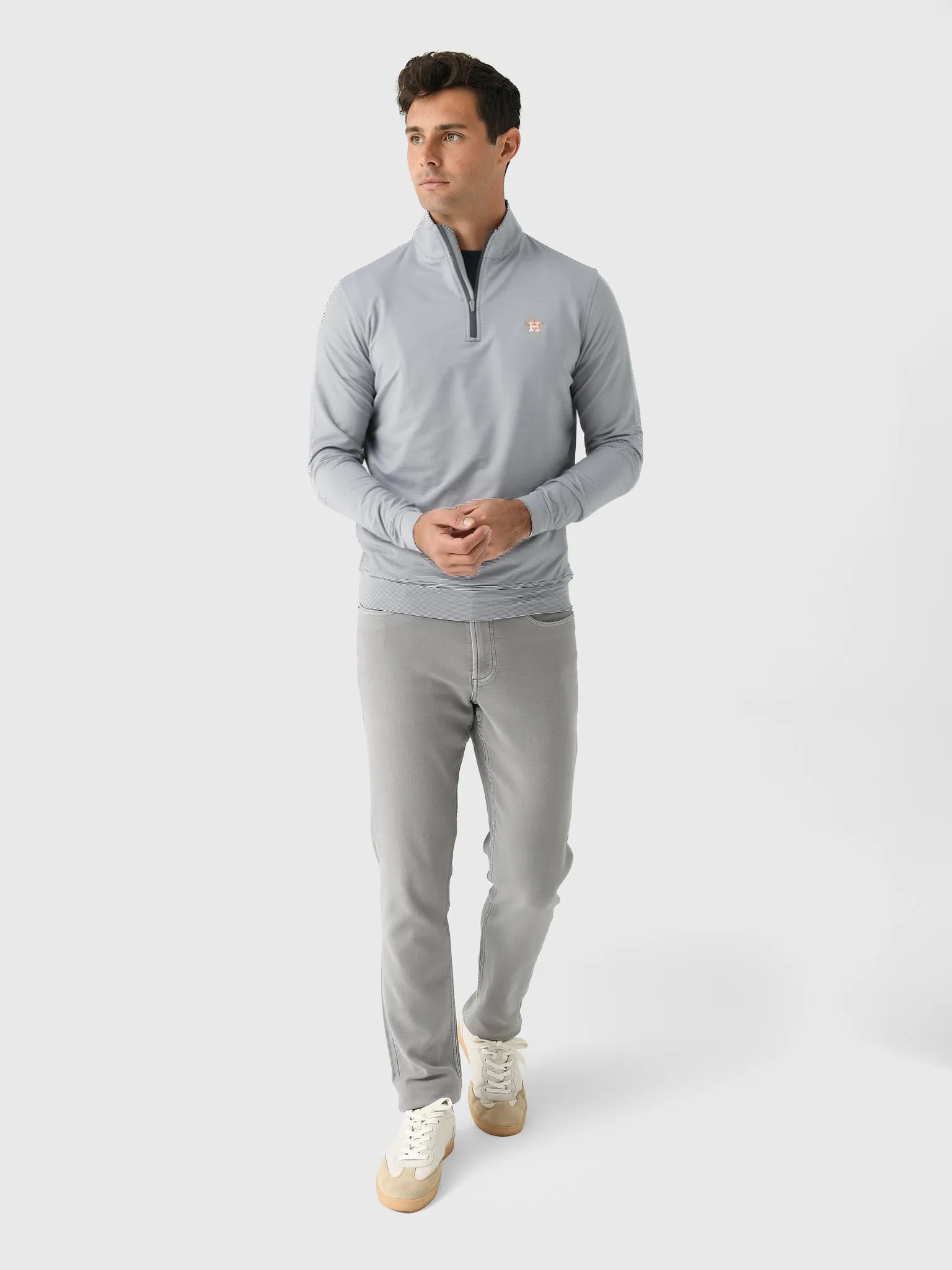 Peter Millar Major League Baseball Men's Houston Astros Perth Sugar Stripe Performance Quarter-Zip sold by Saint Bernard product image thumbnail 2