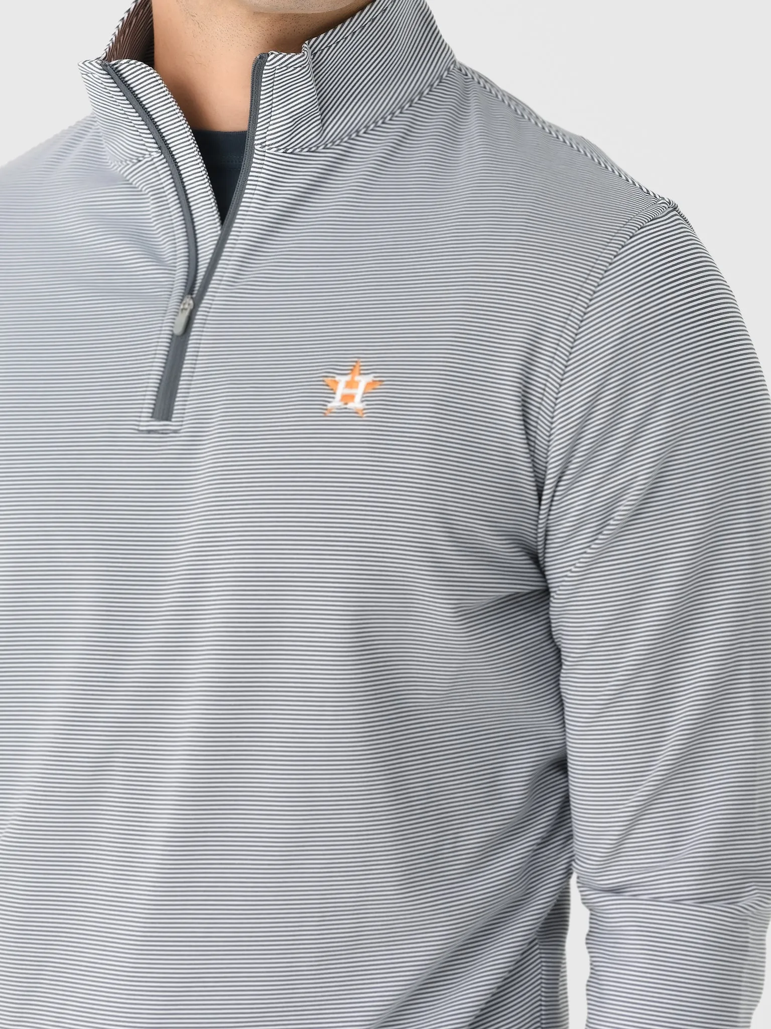 Peter Millar Major League Baseball Men's Houston Astros Perth Sugar Stripe Performance Quarter-Zip sold by Saint Bernard product image thumbnail 5