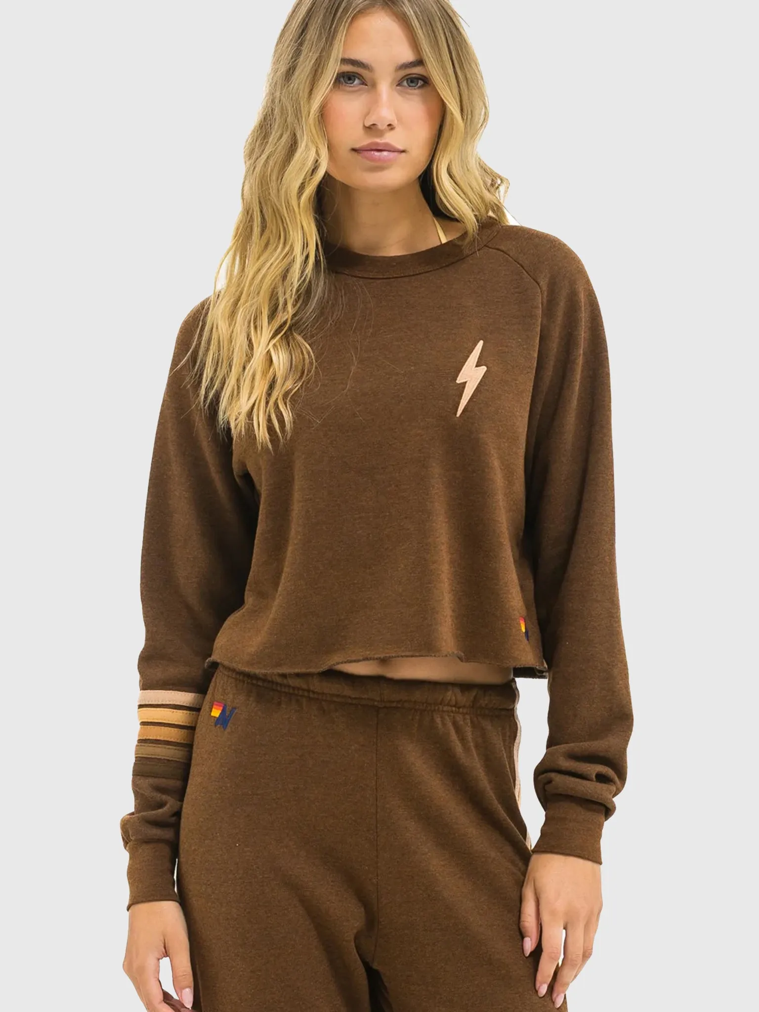 Aviator Nation Women's Bolt Rugby Stitch Cropped Crew Sweatshirt sold by Saint Bernard product image thumbnail 4