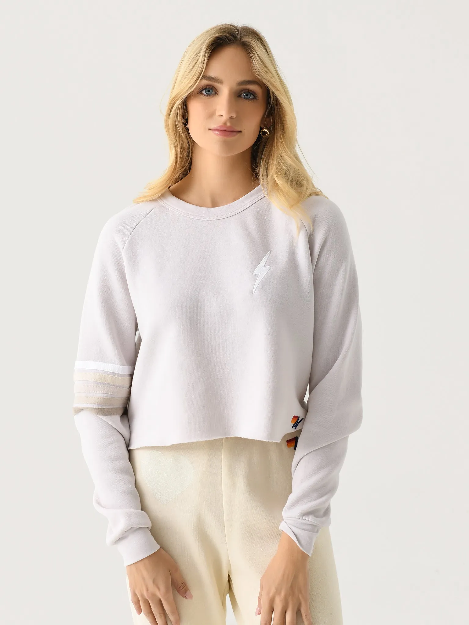 Aviator Nation Women's Bolt Rugby Stitch Cropped Crew Sweatshirt sold by Saint Bernard product image thumbnail 5