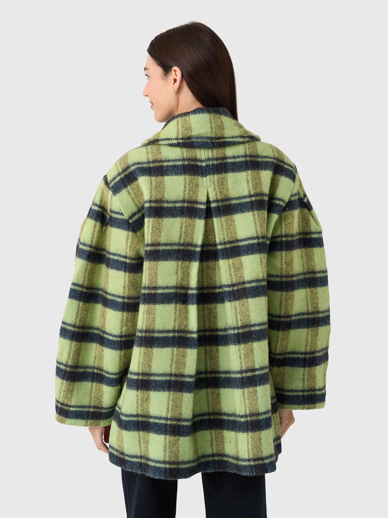 GANNI Women's Check Oversized Brushed Wool Midi Coat sold by Saint Bernard product image thumbnail 3