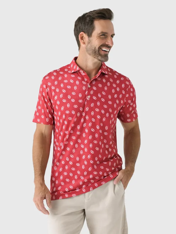 Johnnie-O Men's University of Oklahoma Stadium Exeter Printed Jersey Performance Polo sold by Saint Bernard