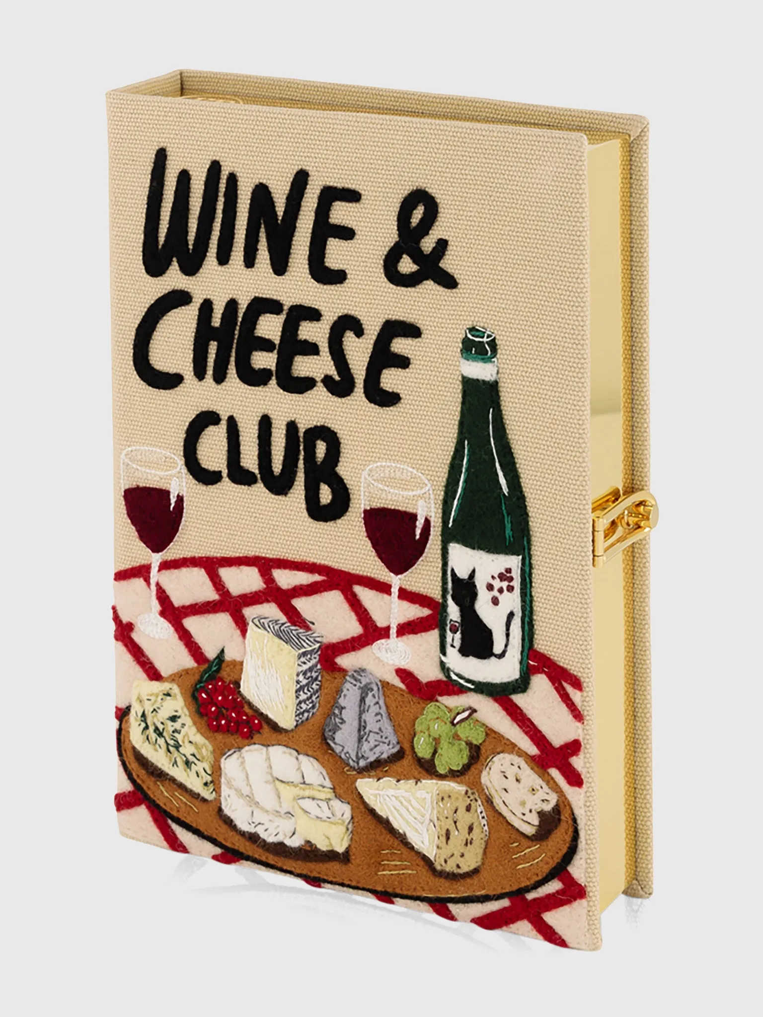 Olympia Le-Tan Wine & Cheese Club Book Clutch sold by Saint Bernard
