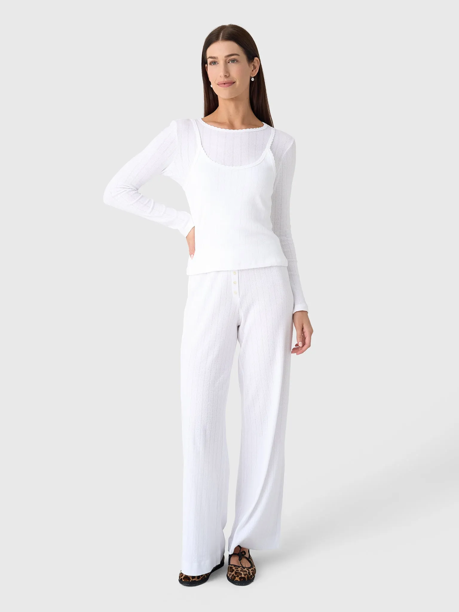 Leset Women's Pointelle Layered Long Sleeve Tee sold by Saint Bernard product image thumbnail 2