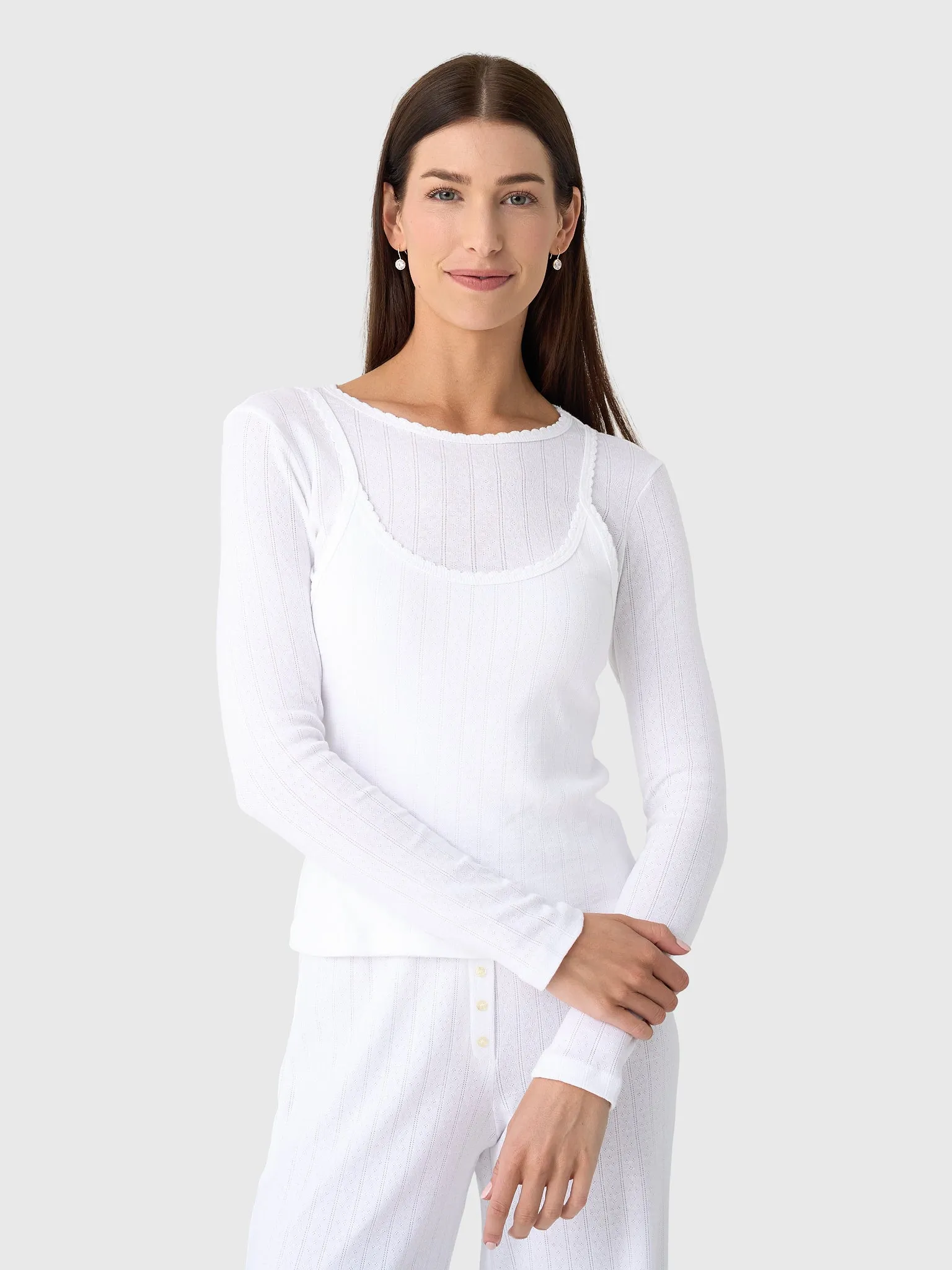 Leset Women's Pointelle Layered Long Sleeve Tee sold by Saint Bernard