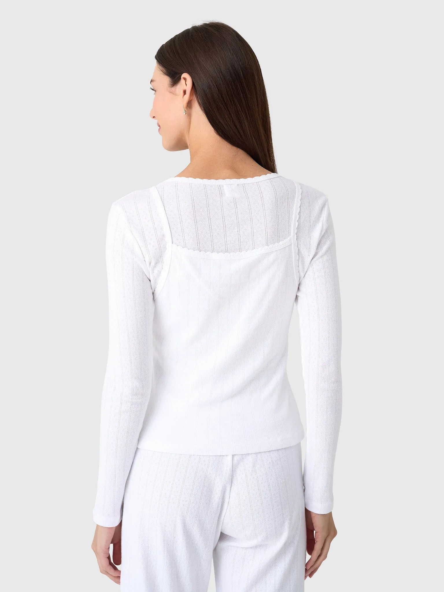 Leset Women's Pointelle Layered Long Sleeve Tee sold by Saint Bernard product image thumbnail 3
