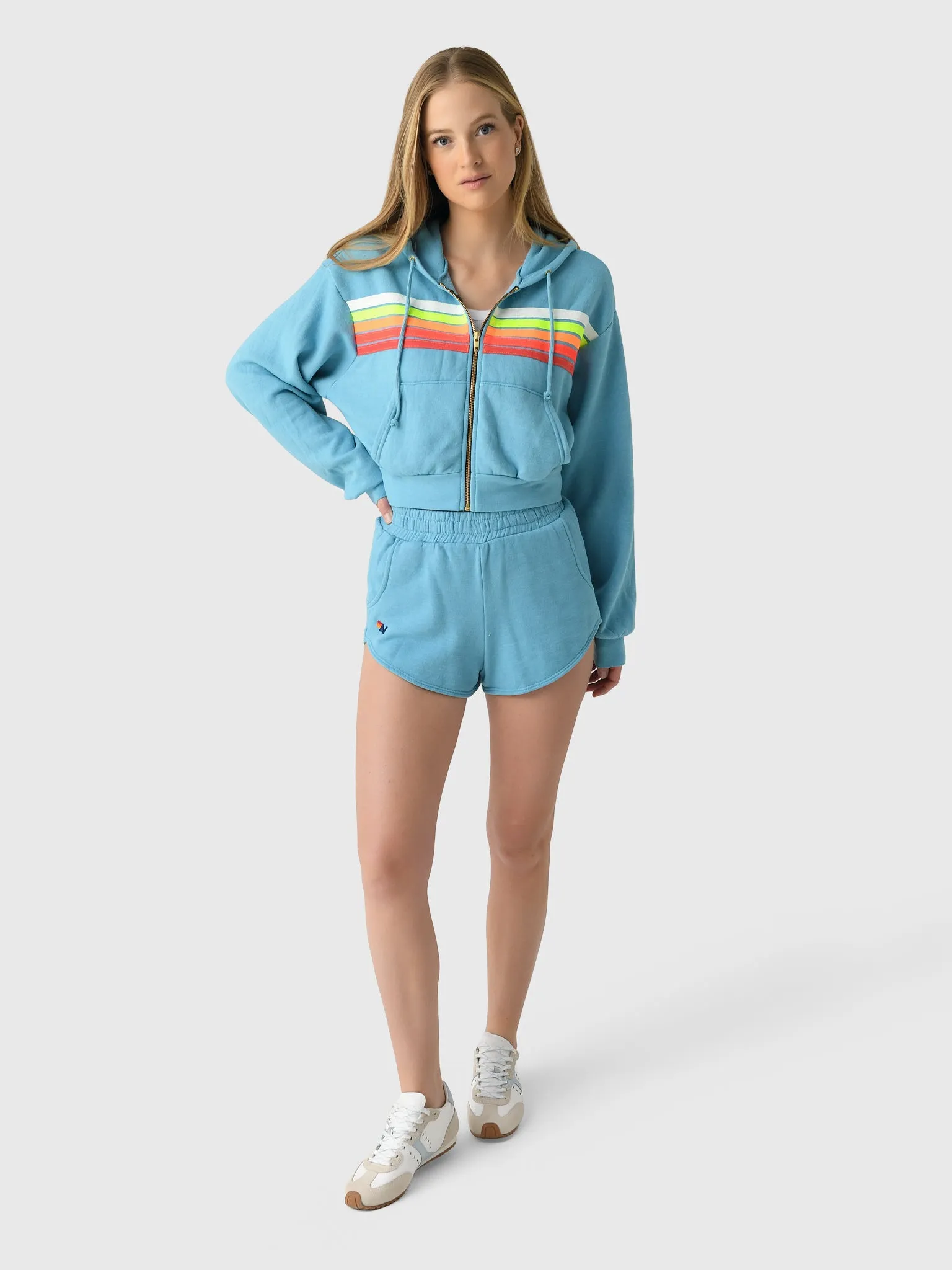 Aviator Nation Women's 5 Stripe Cropped Zip Hoodie sold by Saint Bernard product image thumbnail 2