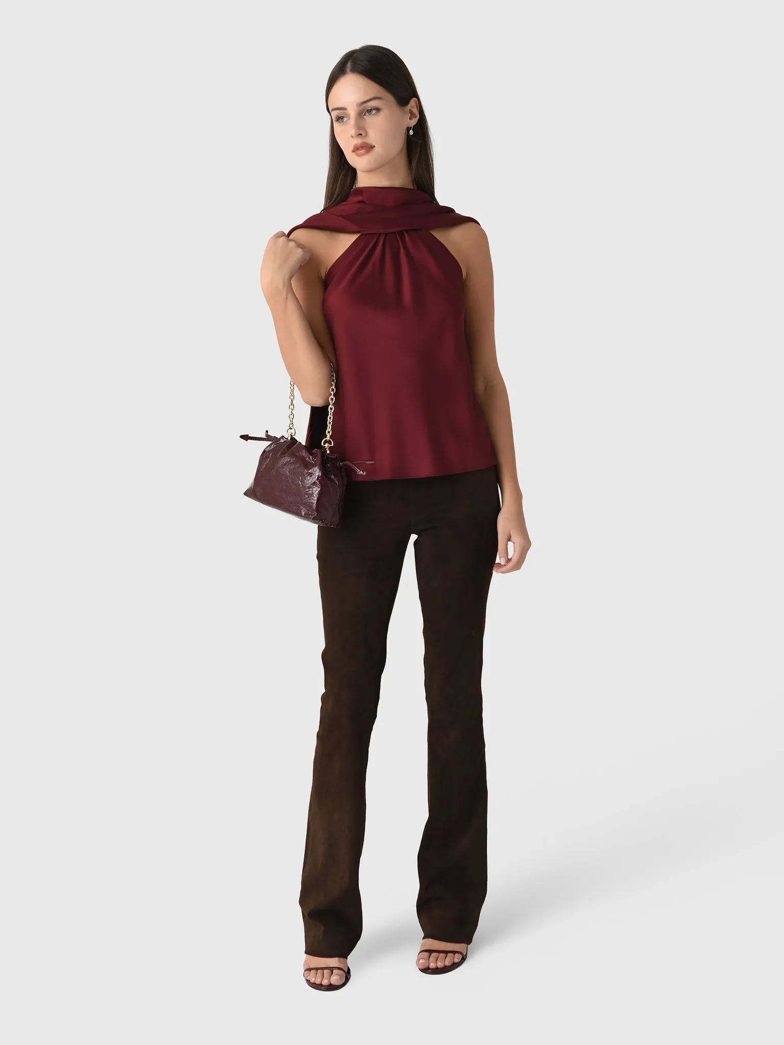 Simkhai Women's Scarlett Satin Cape Top sold by Saint Bernard product image thumbnail 2