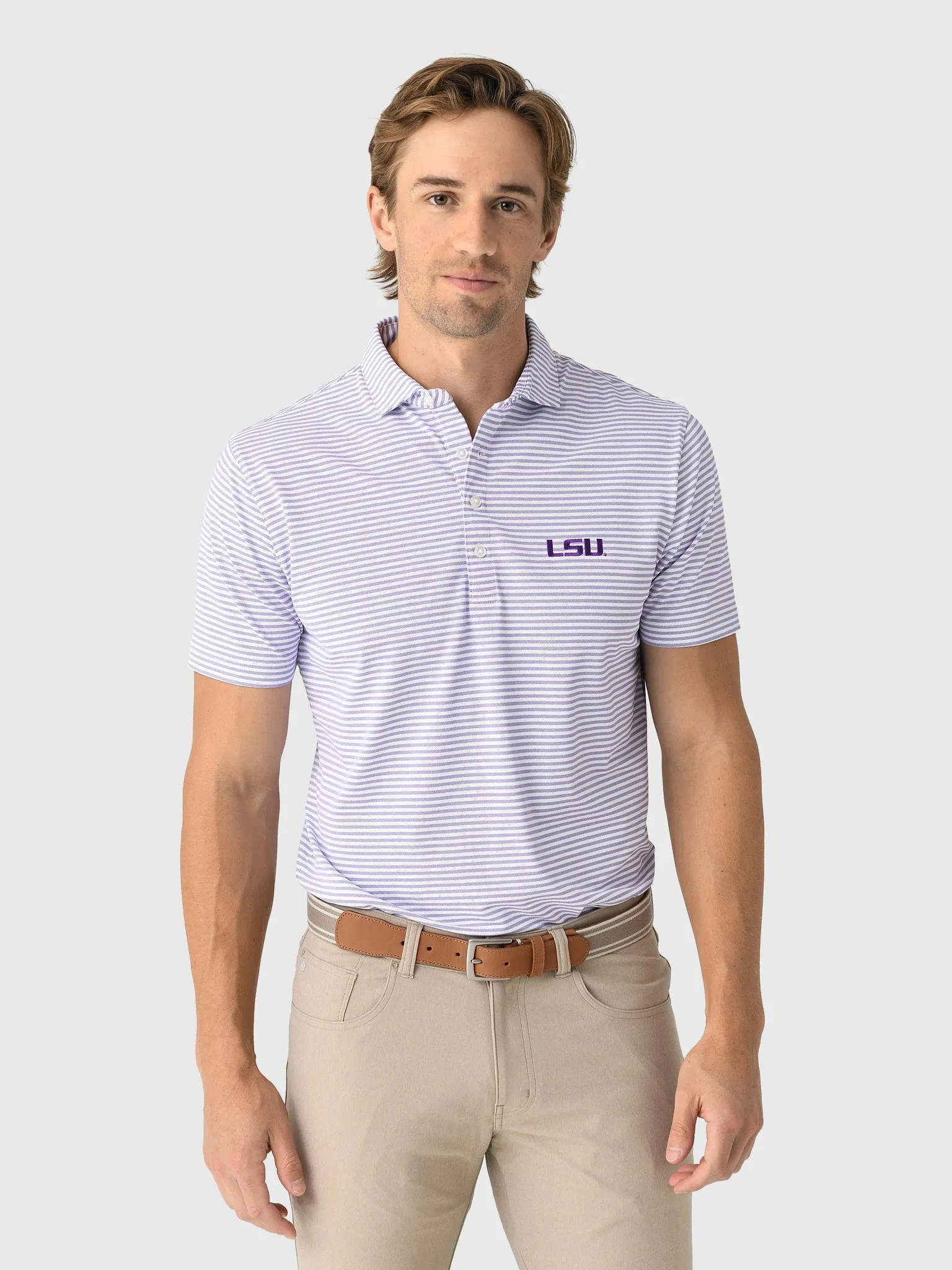 Johnnie-O Men's Collegiate Stetson Stripe Performance Mesh Polo sold by Saint Bernard